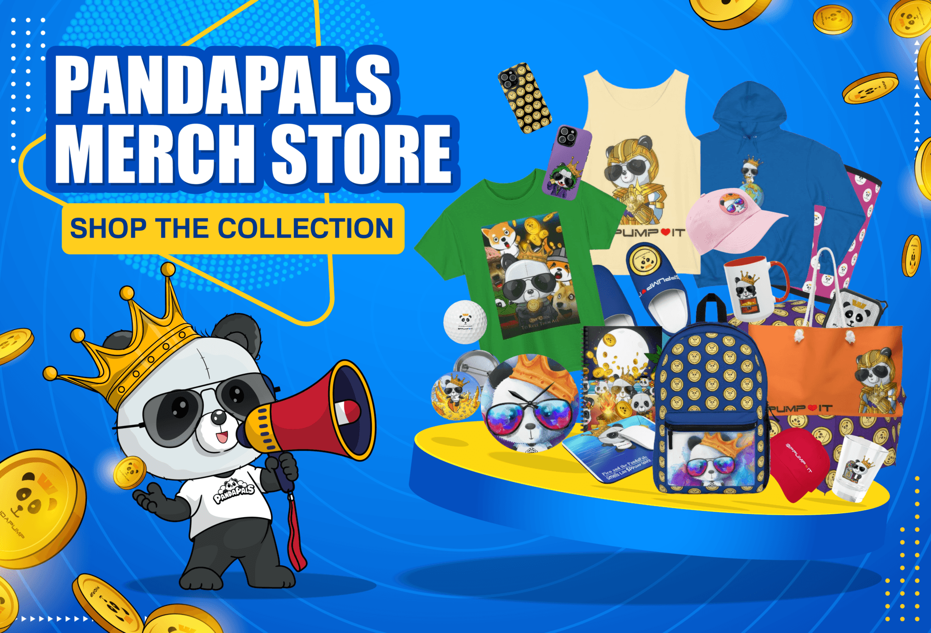 PandaPals merch store promotion featuring PicoPanda and official apparel, accessories, and gifts